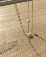 [92.5silver] single pearl necklace (2sizes)