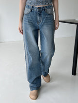 カラーマッチングカットブラッシュデニムパンツ/no.1792 color matching cat brush denim pants