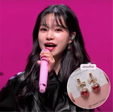 [IVE Leeseo, Jo Yuri Earring] Rosepink Heart and Ribbon Earring