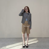 Beige Line Burmuda Pants