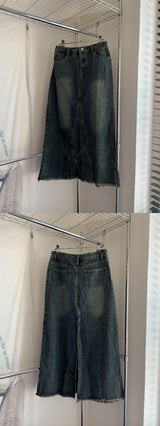 Washing denim long skirt (one color)