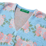 フラワーパターンクロップカーディガン / Flower Pattern Crop Cardigan_Ash Blue