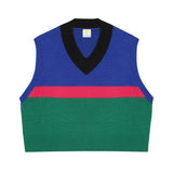 Striped crop knit vest [Blue] (6535249264758)