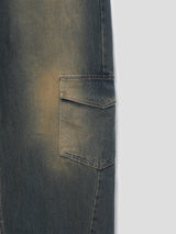 Slash cargo denim pants 2color
