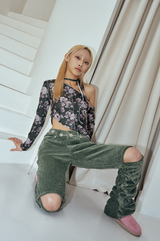 フラワーアンバランスT / flower unbalance t _ green