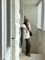 Kuning Vintage Nordic Drop Knit Beanie