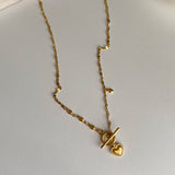 ゴールドハートシンプルトグルバーネックレス/ggt Gold heart simple toggle bar necklace