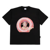 ベイビーフェイスドーナツチューブガール半袖Tシャツ ブラック