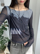 グレイスカットティムシースルーウォーマー長袖Tシャツ
