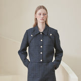 [LINE] Tweed Line Jacket (Navy) (6696308441206)