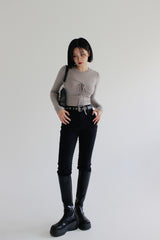 スリップブラックデニムパンツ/no.2330 slip black denim pants