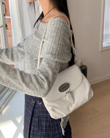 Pilso belt buckle shirring leather cross shoulder bag