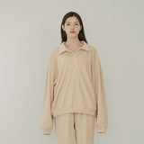 FLEECE COLLARED POLO SHIRT (BEIGE) (6645972402294)
