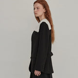Belted no collar jacket - Black (6674900254838)