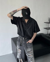 コーティングオープンカラーハーフシャツ/FL Coating open collar half shirt (2 colors)