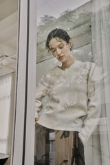 リブ Vニットトップス/RIBBED V-KNIT TOP_IVORY