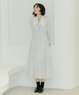 CHELSEA COLLAR FLARE DOT ONEPIECE - WHITE (6689412841590)