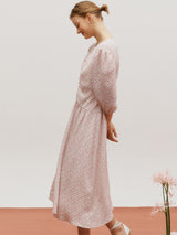 Printed shirring dress - Pink flower (6682206830710)