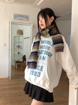 [Brushed lining] world lettering overfit hooded t-shirt