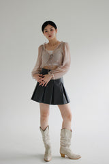 コンビレザープリーツスカート / Combi Leather Pleated Skirt (3color)