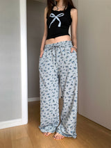 Vintage flower banding casual pants