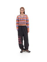 HAIRY STRIPE CROP KNIT (ORANGE)