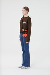 ミドルチェリーハーフスウェットシャツ／MIDDLE CHERRY HALF SWEATSHIRT [BROWN]