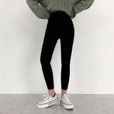 Whiskered Two-Button High Waist Skinny Jeans