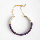 ニッティングウィズドロップチェーンバングルブレスレット/Knitting with drop chain bangle bracelet (Gold)