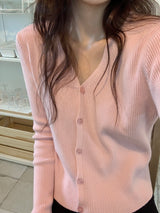 Milk Soft V neck Ribbed Cardigan