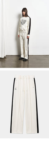 Mixed Fabric Knit KUYRI K Track Pants (Lucent Ivory)
