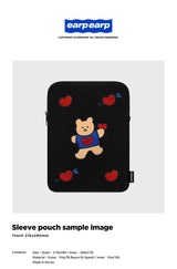 BEAR HEART-BLACK(IPAD POUCH) (6615486595190)