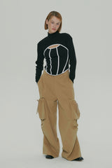 POCKET SHIRRING WIDE PANTS / BEGIE