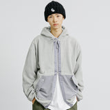 ミリタリーグムカフリースフード付き2WAYパーカー / MILITARY GUMKA FLEECE HOODED 2WAY ZIP-UP L/GREY
