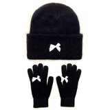 Ribbon Angora Beanie &Gloves [White Ribbon]