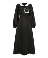 バタフライサテンコラードレス/ butterfly satin collar dress