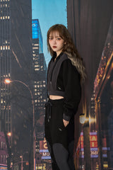 ラインクロップフーディー / LINE CROP HOODIE (BLACK)