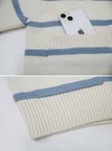 Sailor Collar Border Knit Cardigan (4color)