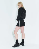 プリーツロゴテープミニスカート / Pleated Logo-Tape Mini Skirt _ Black