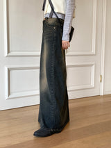 Ito Sand Washed Wide Maxi Denim Skirt