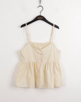 Keobing vintage V-neck buttoned lace strap adjustable sleeveless