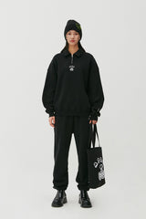 Cherry Bear Half Zipup Crewneck_Black (6684837216374)