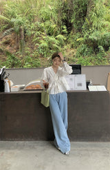 laceup white blouse