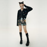 Finger Hole Ribbon Cardigan [Black]