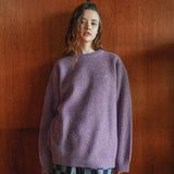 Over fit wool crew neck melange knit (6622869225590)