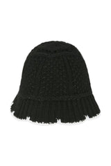 Black flowerbud knit buckethat