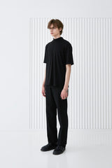 RIB MOCK NECK HALF T-SHIRT BLACK (6566873038966)