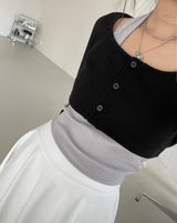ピュアクロップドカーディガンホルターノースリーブセット / Pure cropped cardigan halter sleeveless set