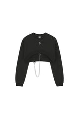 0 4 chain crop sweat shirt - BLACK (6601587032182)