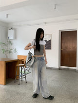 ホンダ アイスウォッシング 夏生地 ロング ワイド デニム パンツ /Honda Ice Washing Summer Fabric Long Wide Denim Pants